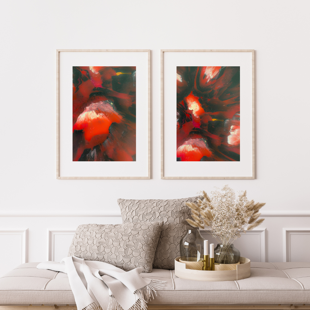 Digital art printable instant download Fire red black office decor modern art abstract recycled plastic art Jagoda Jay Sudak Keshani