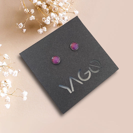 Sustainable jewellery recycled plastic blue studs earrings handmade in London