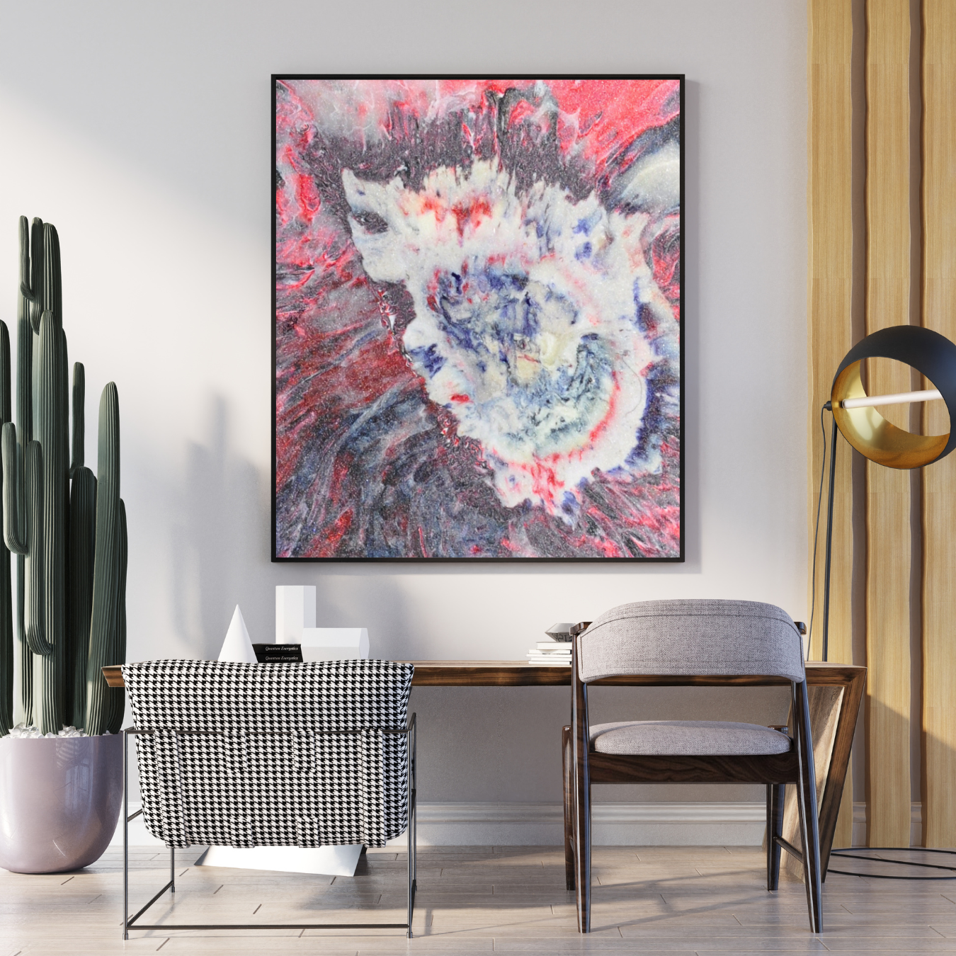 Burning Stone Digital Wall Art by Jagoda Jay Sudak Keshani red white blue abstract printable art nft recycled plastic pdf instant download printing on demand modern interior decor