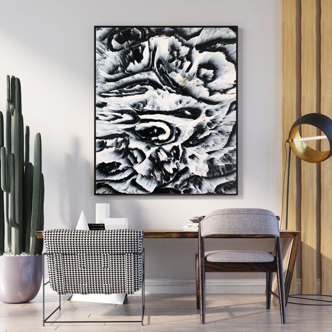White Rose abstract painting printable digital art recycled plastic black white instant download Jagoda Jay Sudak Keshani
