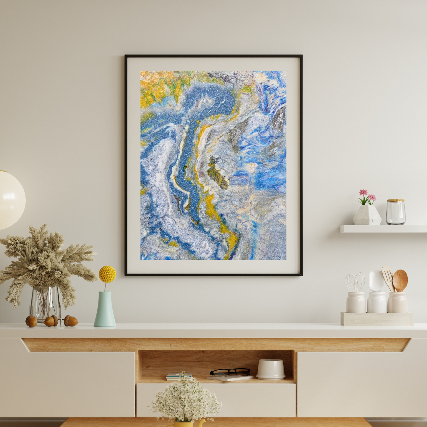 Archipelago Wall Art Abstract Digital Art wall decor yellow blue recycled plastic printable photo instant download by Jagoda Jay Sudak Keshani August 2019
