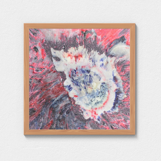 Burning Stone Digital Wall Art by Jagoda Jay Sudak Keshani red white blue abstract printable art nft recycled plastic pdf instant download printing on demand modern interior decor