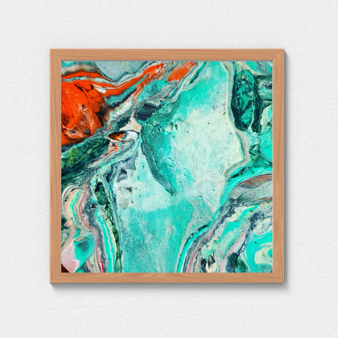 Amazonite Stone digital art work recycled plastic printable art teal orange abstract affordable art Jagoda Jay Sudak Keshani