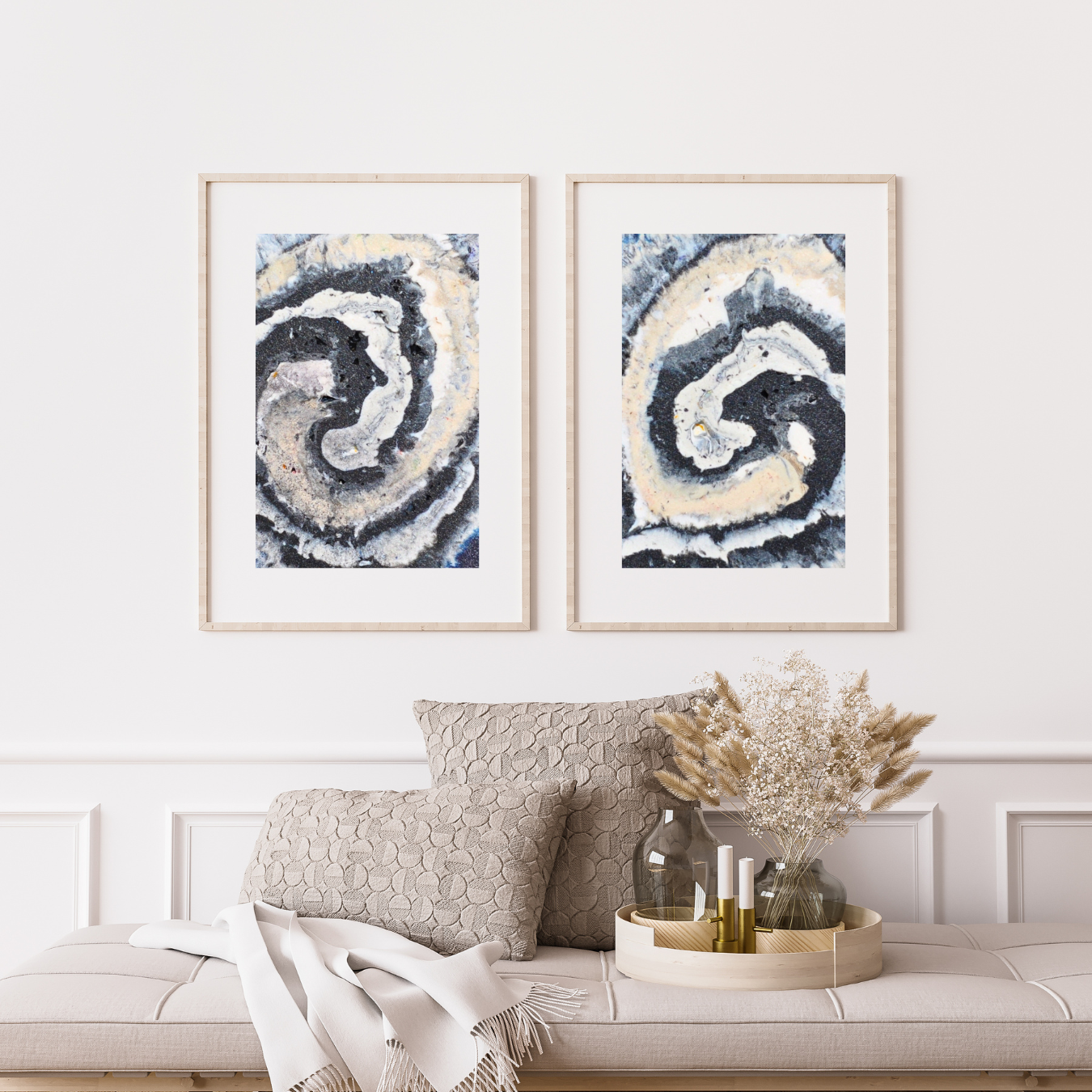 Spiral Digital Wall Art by Jagoda Jay Sudak Keshani printable wall decor nft pdf digital download modern interior decoration black white blue abstract art
