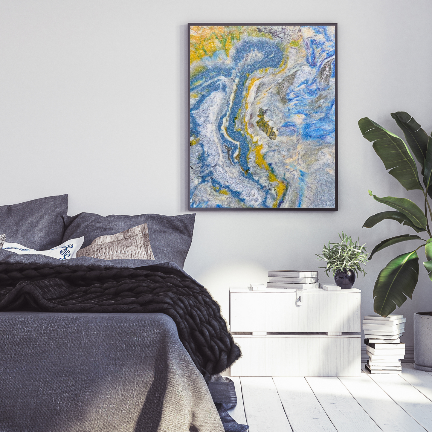 Archipelago Wall Art Abstract Digital Art wall decor yellow blue recycled plastic printable photo instant download by Jagoda Jay Sudak Keshani August 2019