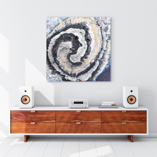 Spiral Digital Wall Art by Jagoda Jay Sudak Keshani printable wall decor nft pdf digital download modern interior decoration black white blue abstract art
