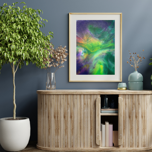 Abstract recycled plastic bottle tops printable art artwork wallart instant download affordable art nftart green purple abstract crocuses London artist