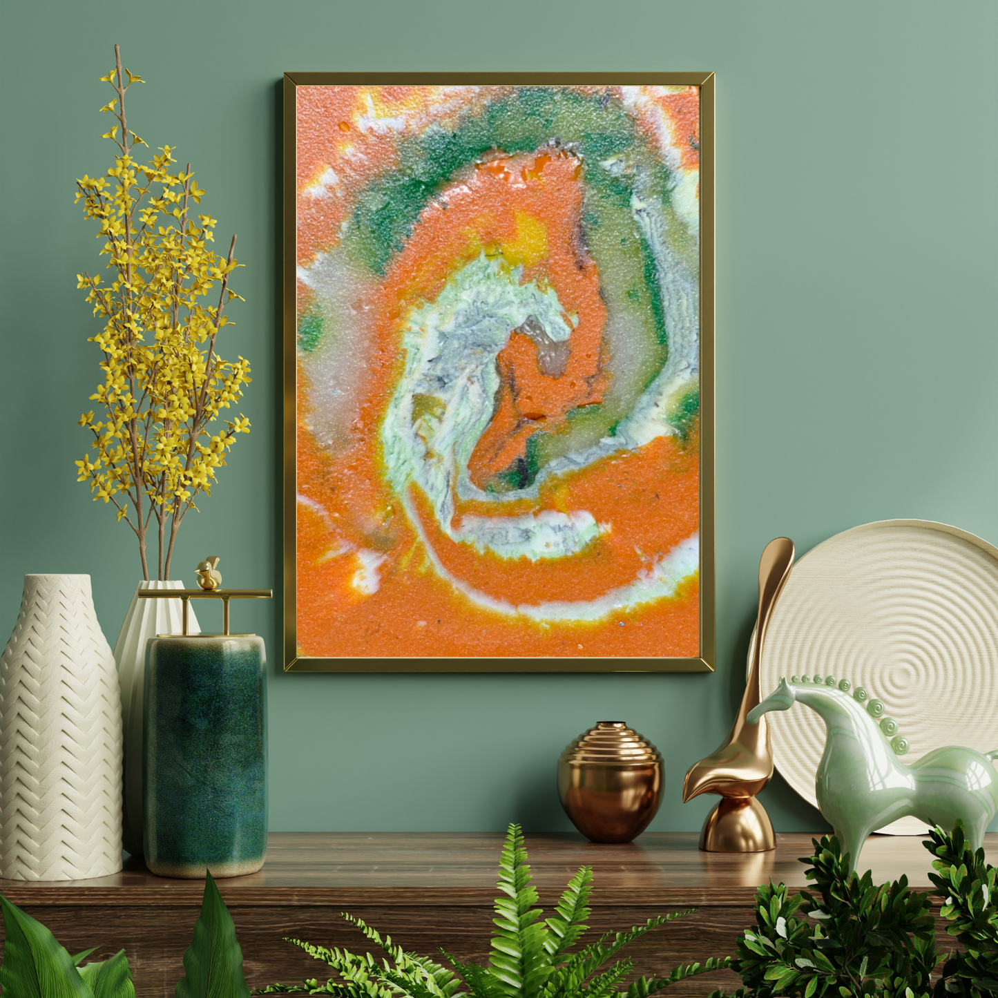 Fish Dance Digital Wall Art by Jagoda Jay Sudak Keshani printable art modern interior decor orange abstract recycled plastic modern art instant download pdf