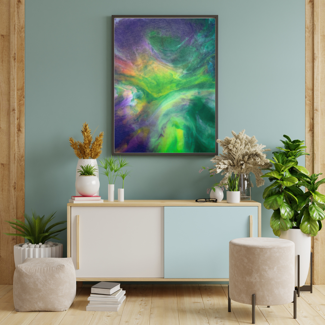 Abstract recycled plastic bottle tops printable art artwork wallart instant download affordable art nftart green purple abstract crocuses London artist