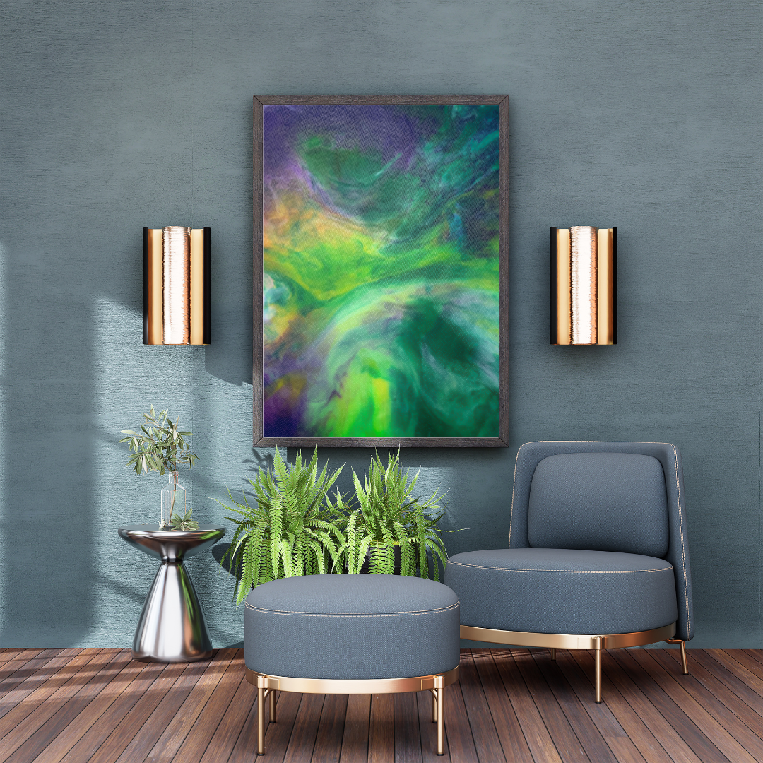 Abstract recycled plastic bottle tops printable art artwork wallart instant download affordable art nftart green purple abstract crocuses London artist