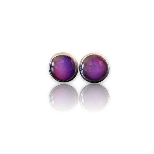 Sustainable jewellery recycled plastic blue studs earrings handmade in London