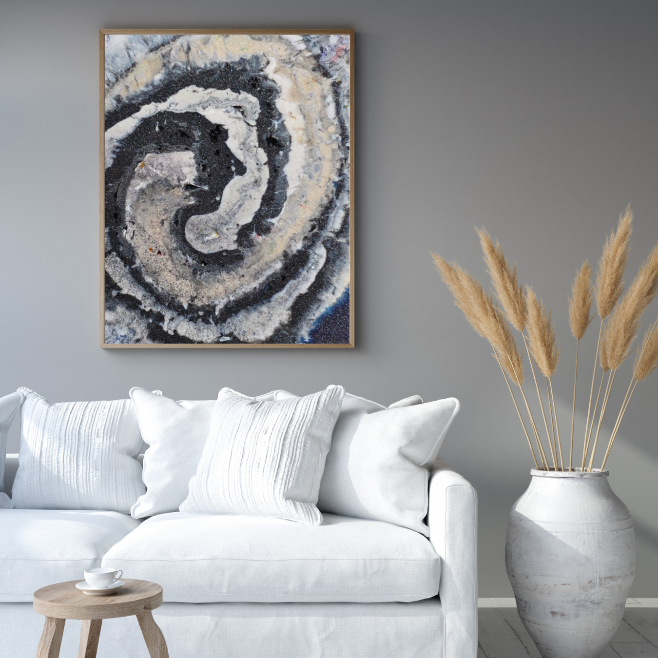 Spiral Digital Wall Art by Jagoda Jay Sudak Keshani printable wall decor nft pdf digital download modern interior decoration black white blue abstract art