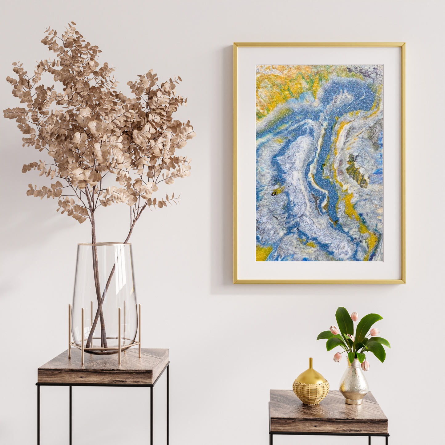 Archipelago Wall Art Abstract Digital Art wall decor yellow blue recycled plastic printable photo instant download by Jagoda Jay Sudak Keshani August 2019