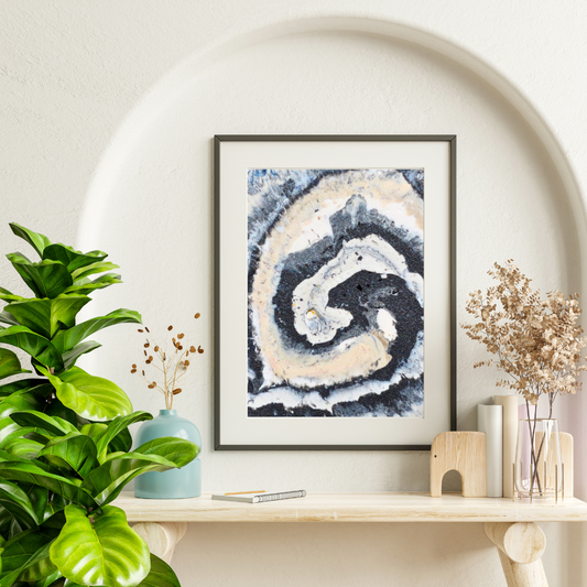 Spiral Digital Wall Art by Jagoda Jay Sudak Keshani printable wall decor nft pdf digital download modern interior decoration black white blue abstract art