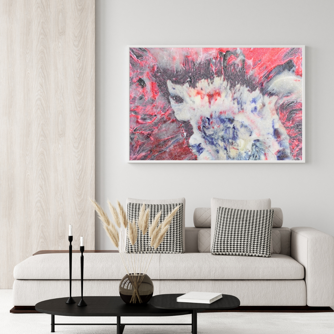 Burning Stone Digital Wall Art by Jagoda Jay Sudak Keshani red white blue abstract printable art nft recycled plastic pdf instant download printing on demand modern interior decor