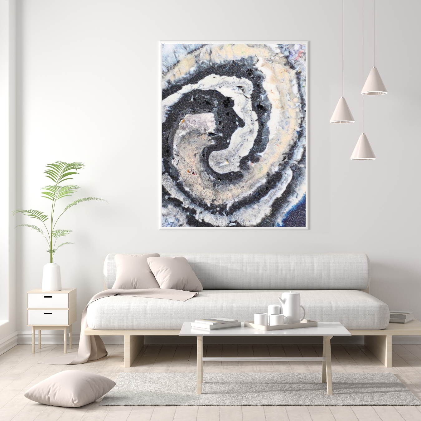 Spiral Digital Wall Art by Jagoda Jay Sudak Keshani printable wall decor nft pdf digital download modern interior decoration black white blue abstract art