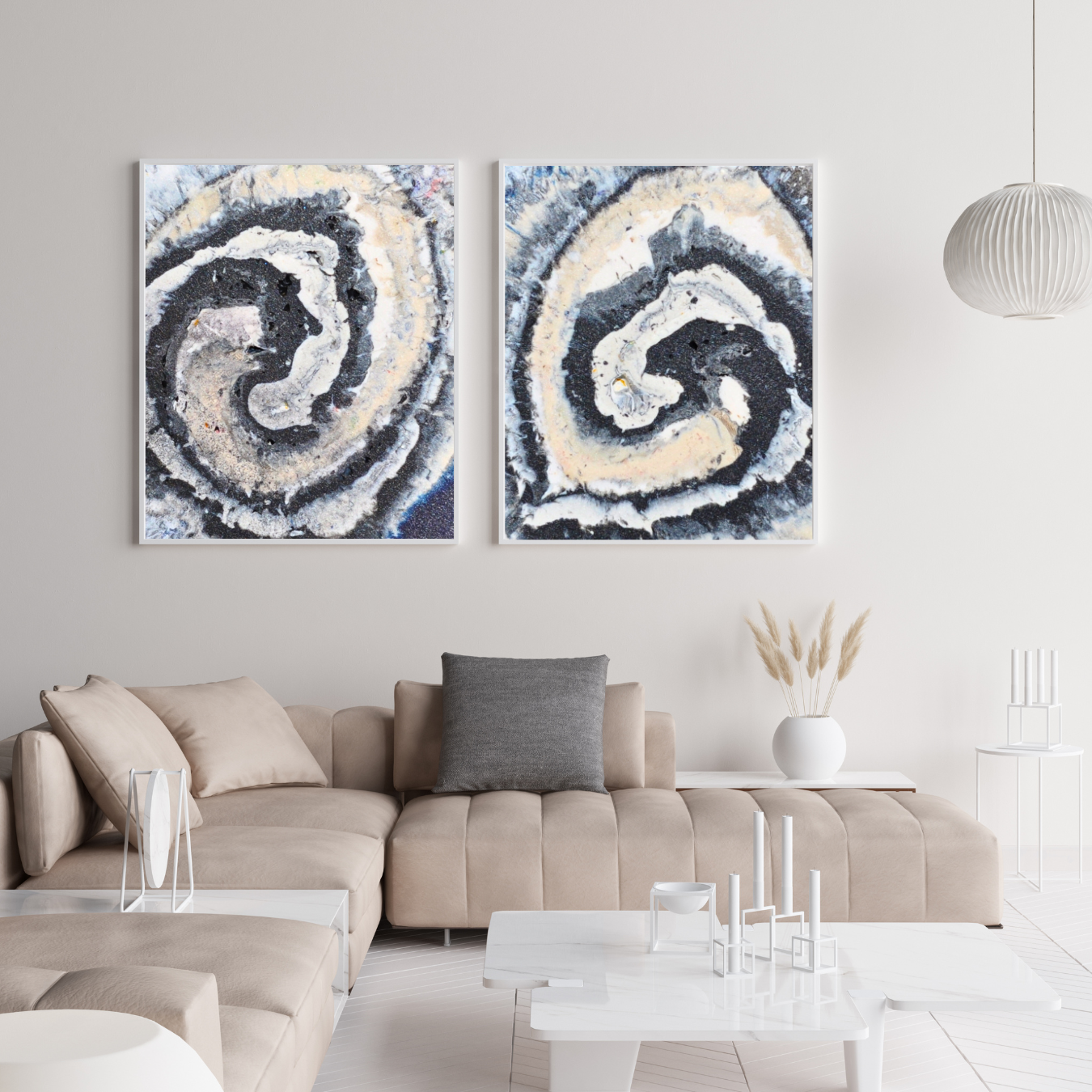 Spiral Digital Wall Art by Jagoda Jay Sudak Keshani printable wall decor nft pdf digital download modern interior decoration black white blue abstract art