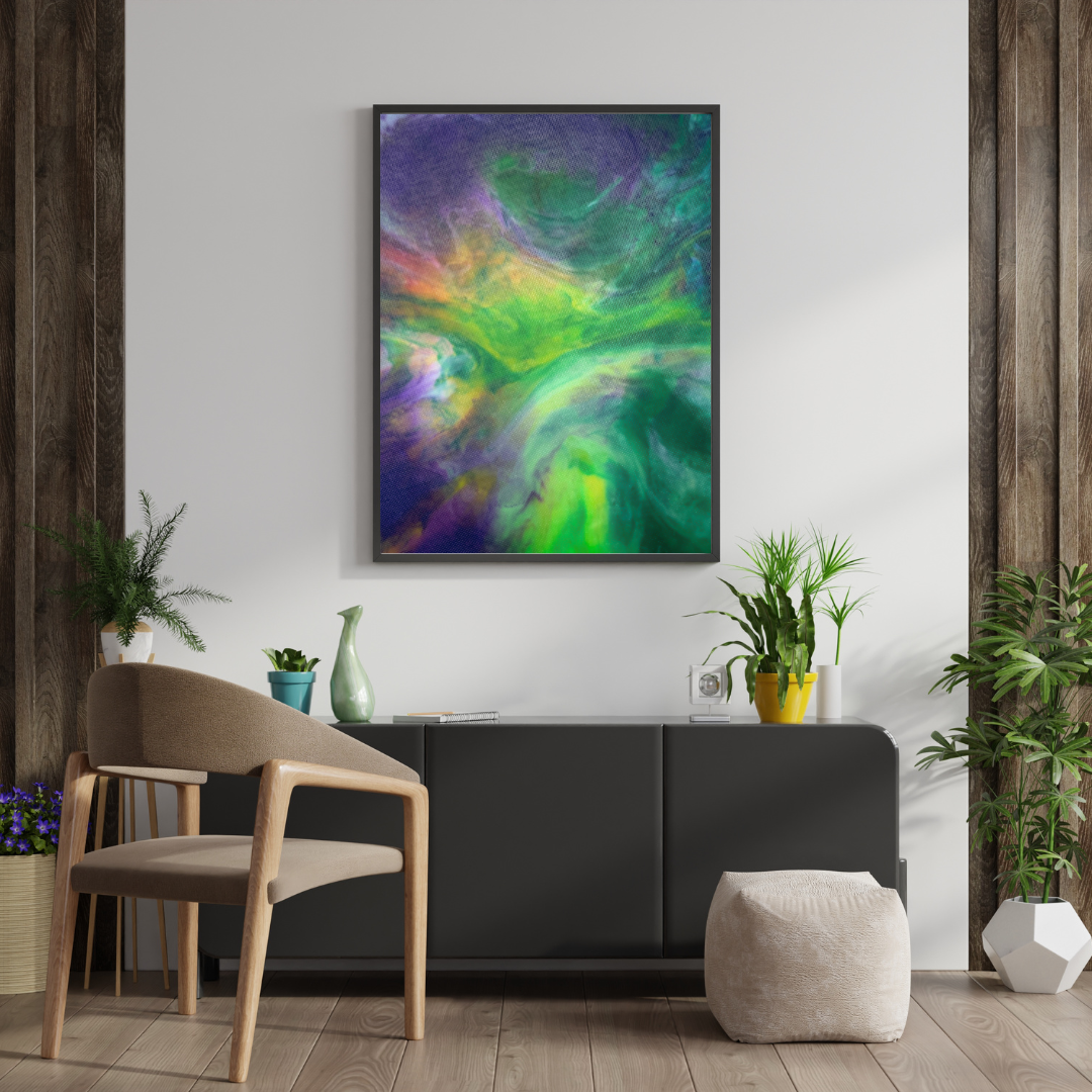 Abstract recycled plastic bottle tops printable art artwork wallart instant download affordable art nftart green purple abstract crocuses London artist