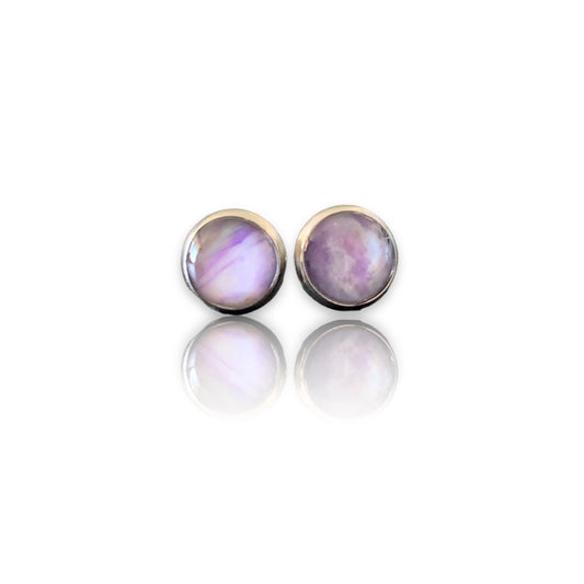 Handmade sustainable small studs purple artesian eco friendly recycled plastic