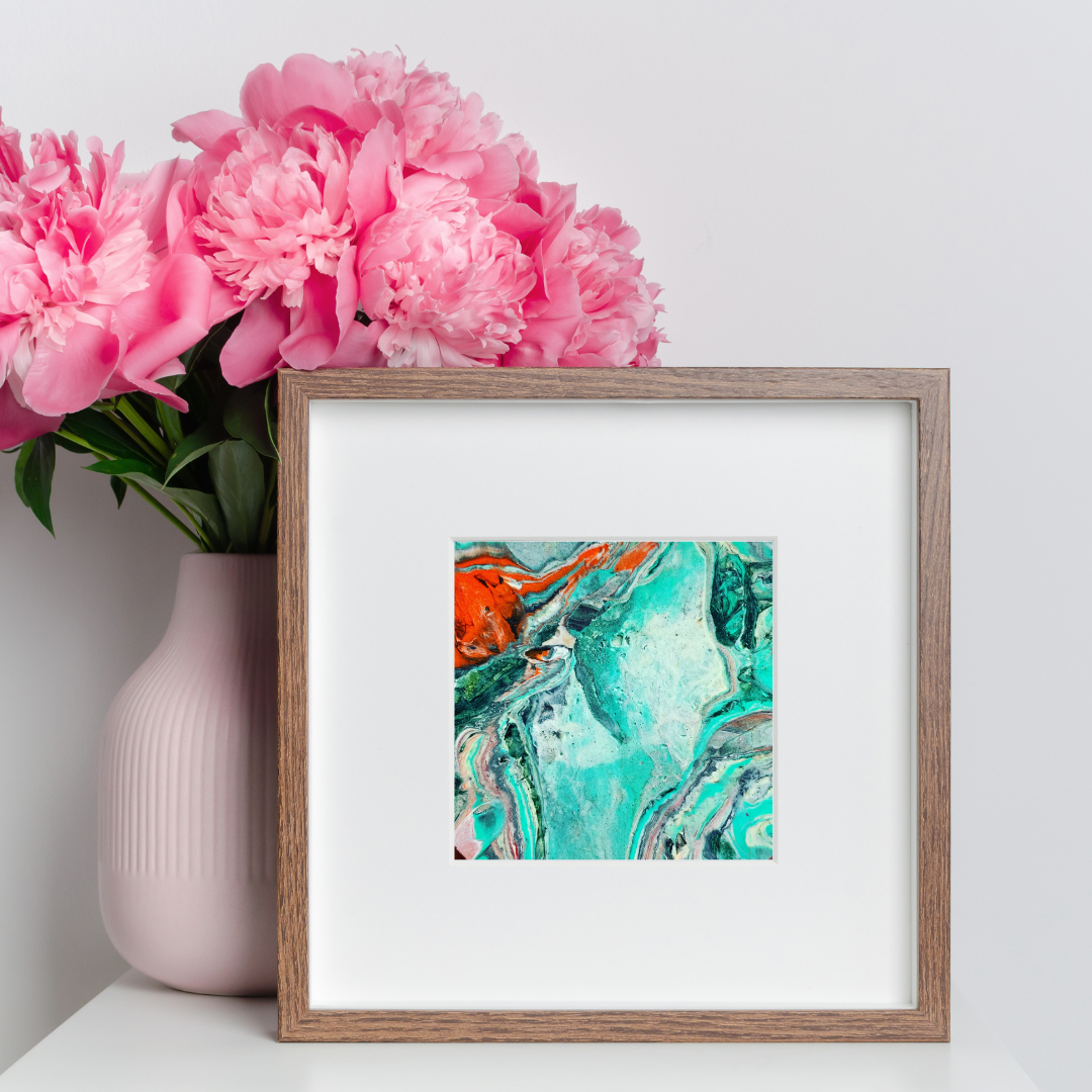 Amazonite Stone digital art work recycled plastic printable art teal orange abstract affordable art Jagoda Jay Sudak Keshani