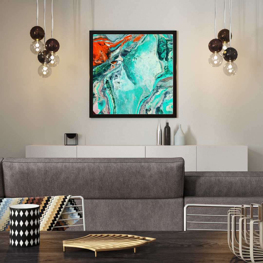 Amazonite Stone digital art work recycled plastic printable art teal orange abstract affordable art Jagoda Jay Sudak Keshani