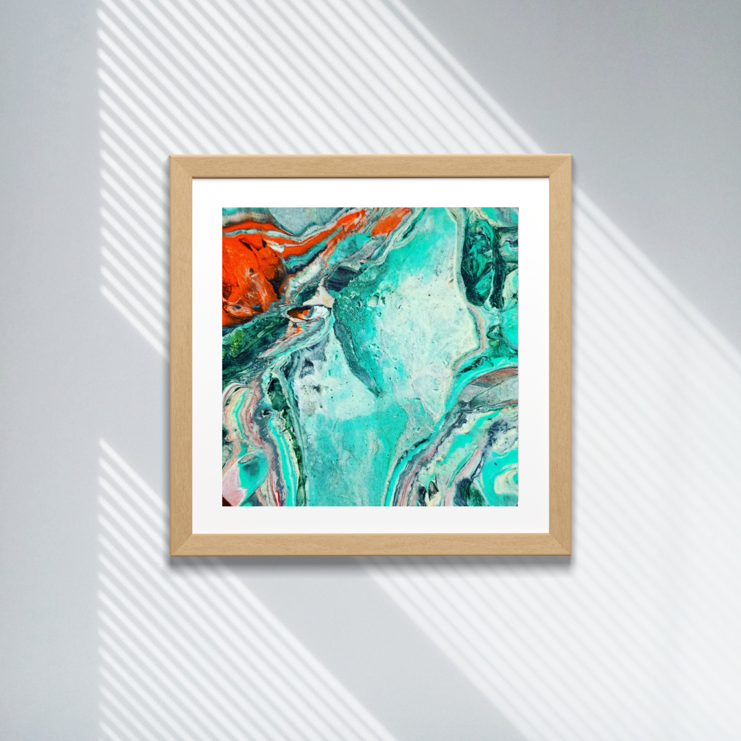 Amazonite Stone digital art work recycled plastic printable art teal orange abstract affordable art Jagoda Jay Sudak Keshani