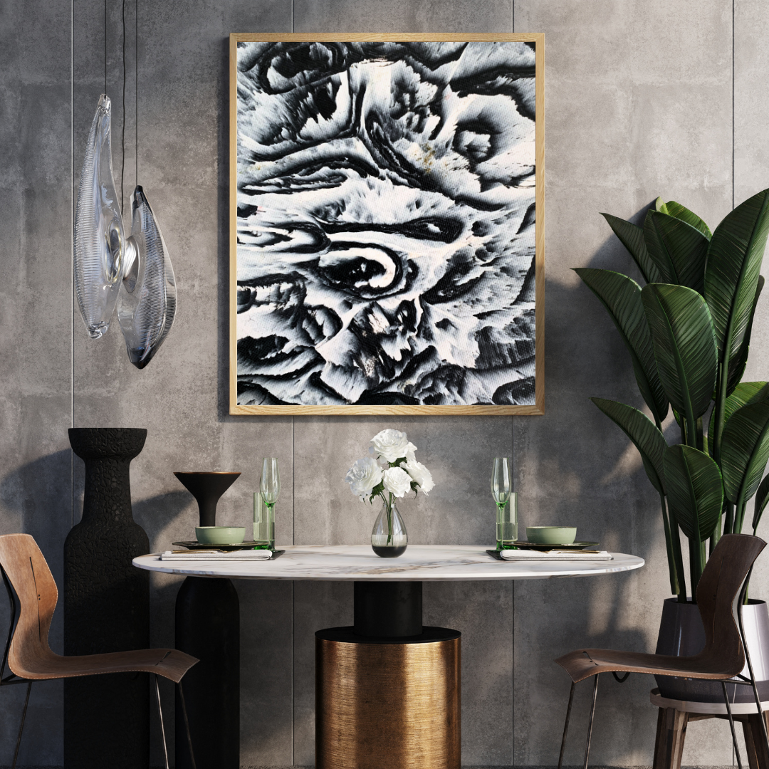White Rose abstract painting printable digital art recycled plastic black white instant download Jagoda Jay Sudak Keshani