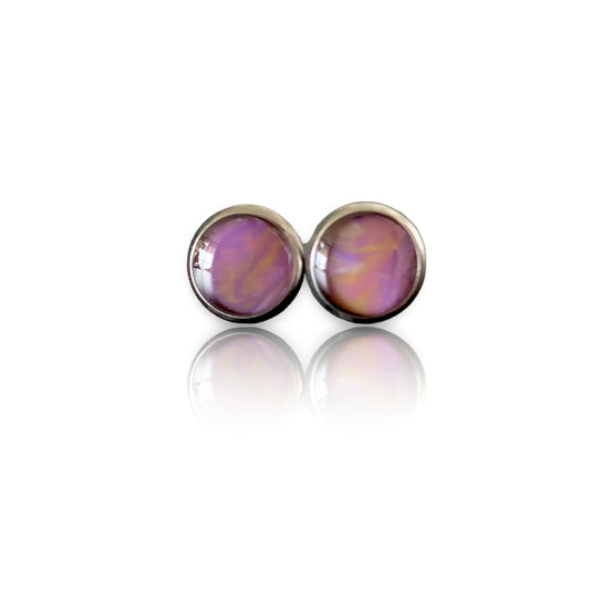 Sustainable jewellery recycled plastic blue studs earrings handmade in London