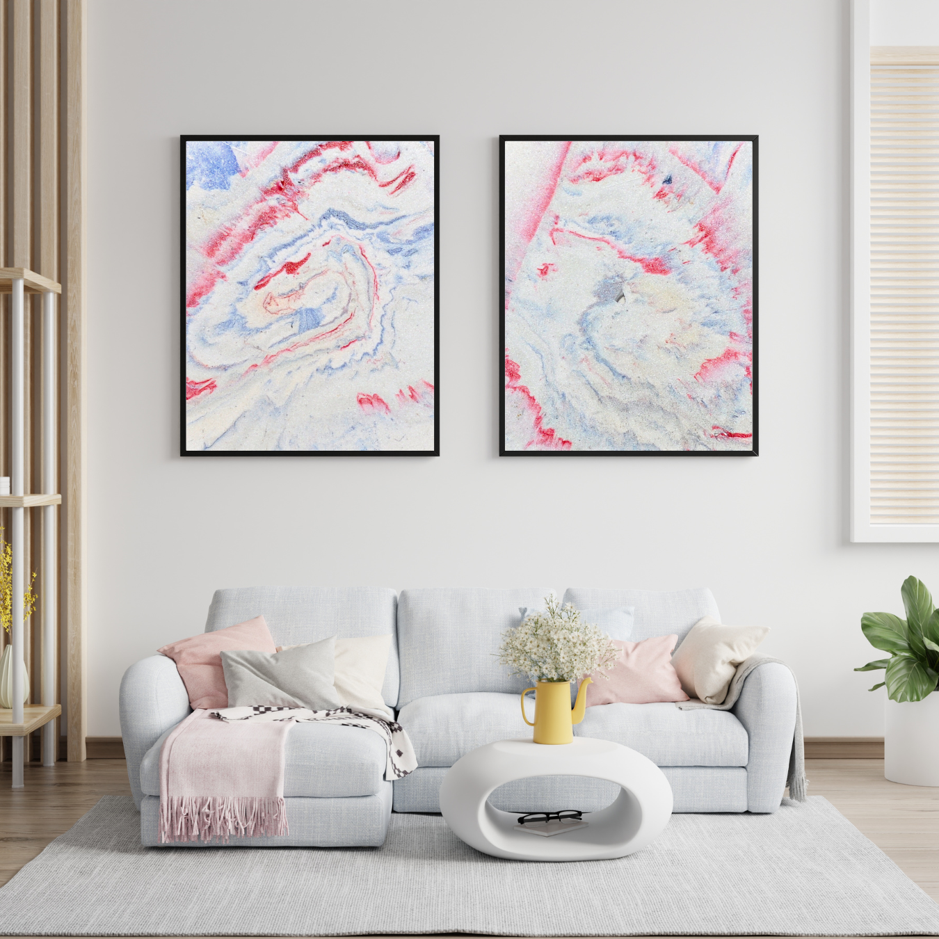Red Snow v2 Digital Wall Art by Jagoda Jay Sudak Keshani printable art white blue red abstract instant download modern art decor recycled plastic modern abstract art