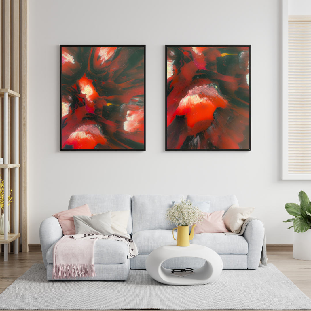 Digital art printable instant download Fire red black office decor modern art abstract recycled plastic art Jagoda Jay Sudak Keshani