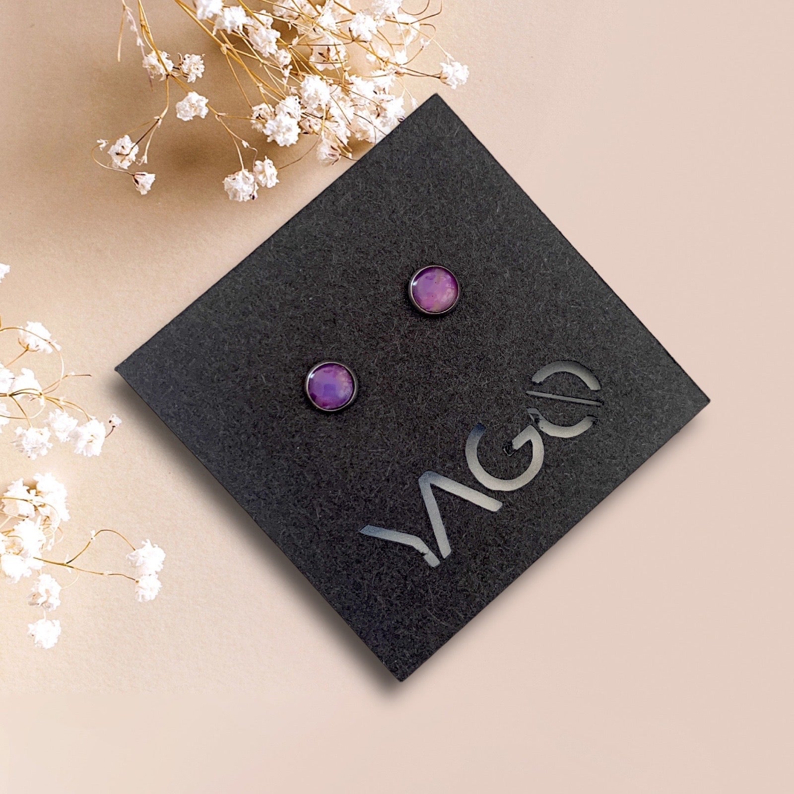 Sustainable jewellery recycled plastic blue studs earrings handmade in London