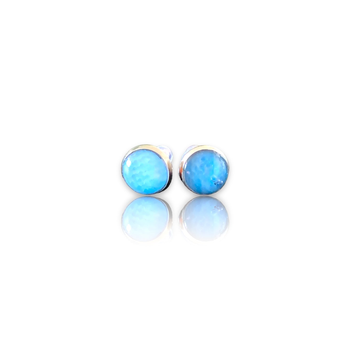 Sustainable jewellery recycled plastic blue studs earrings handmade in London 