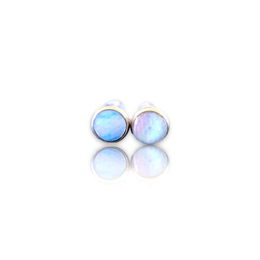 Sustainable jewellery recycled plastic blue studs earrings handmade in London 