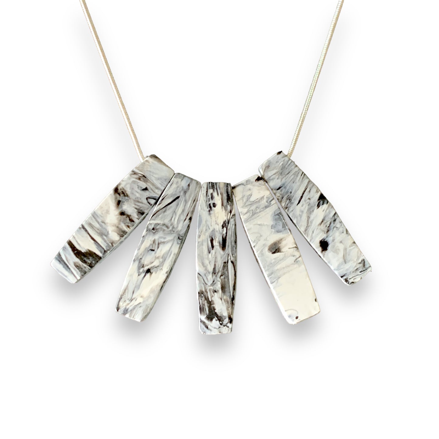 Perfect gift black and white bar necklace handmade from recycled plastic gift for her