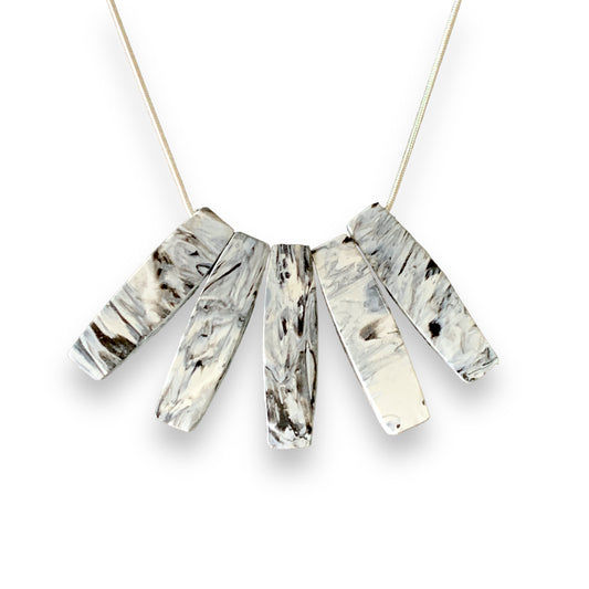 Perfect gift black and white bar necklace handmade from recycled plastic gift for her
