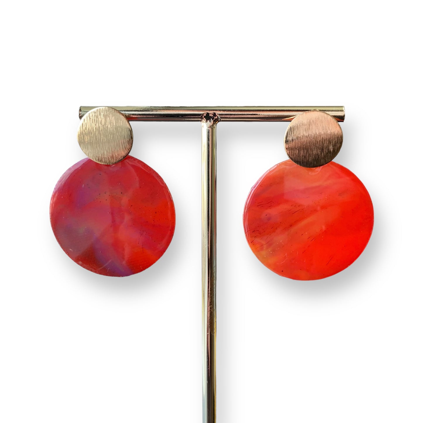 Red large studs recycled plastic handmade London