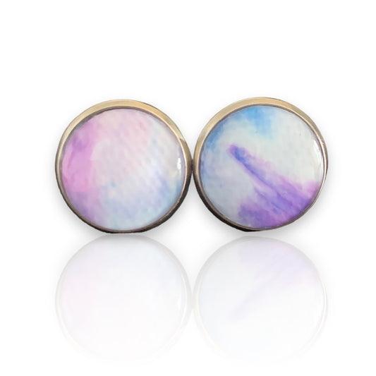 Blue 12mm blue small studs handmade from recycled materials