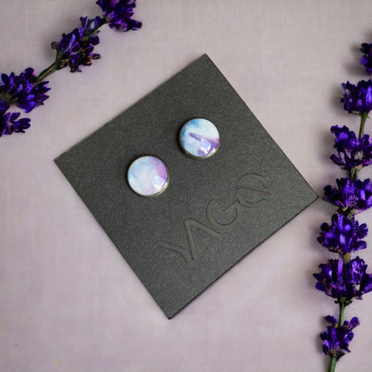 Blue 12mm blue small studs handmade from recycled materials