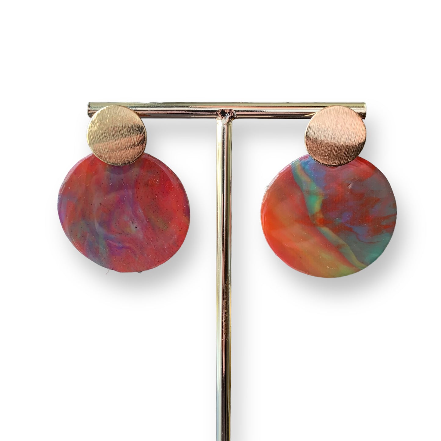 Red statement earrings from recycled materials handmade London Recycled plastic jewellery & artwork handmade in London