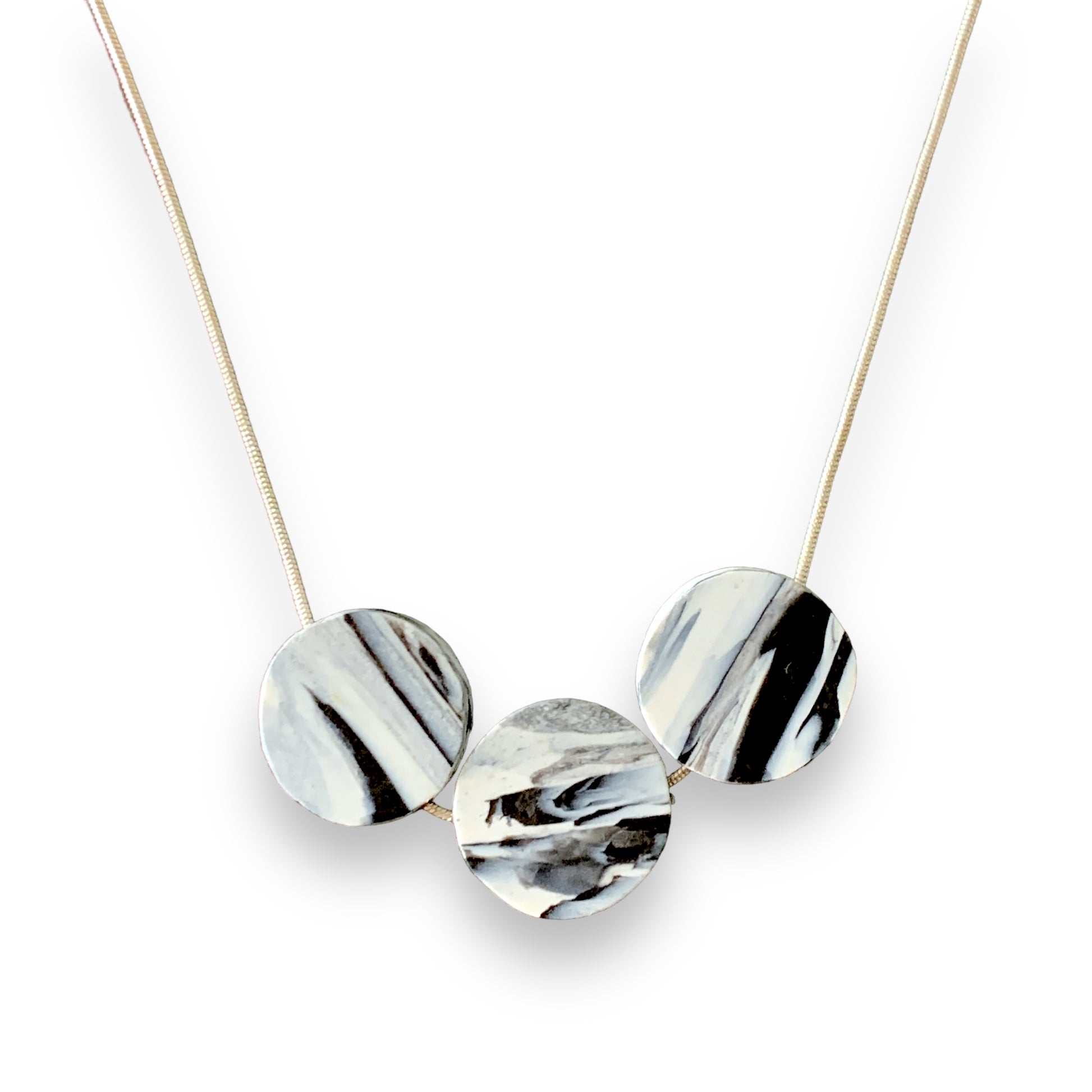 perfect gift black and white necklace handmade from recycled plastic artesian