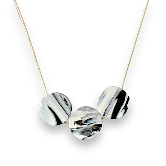 perfect gift black and white necklace handmade from recycled plastic artesian