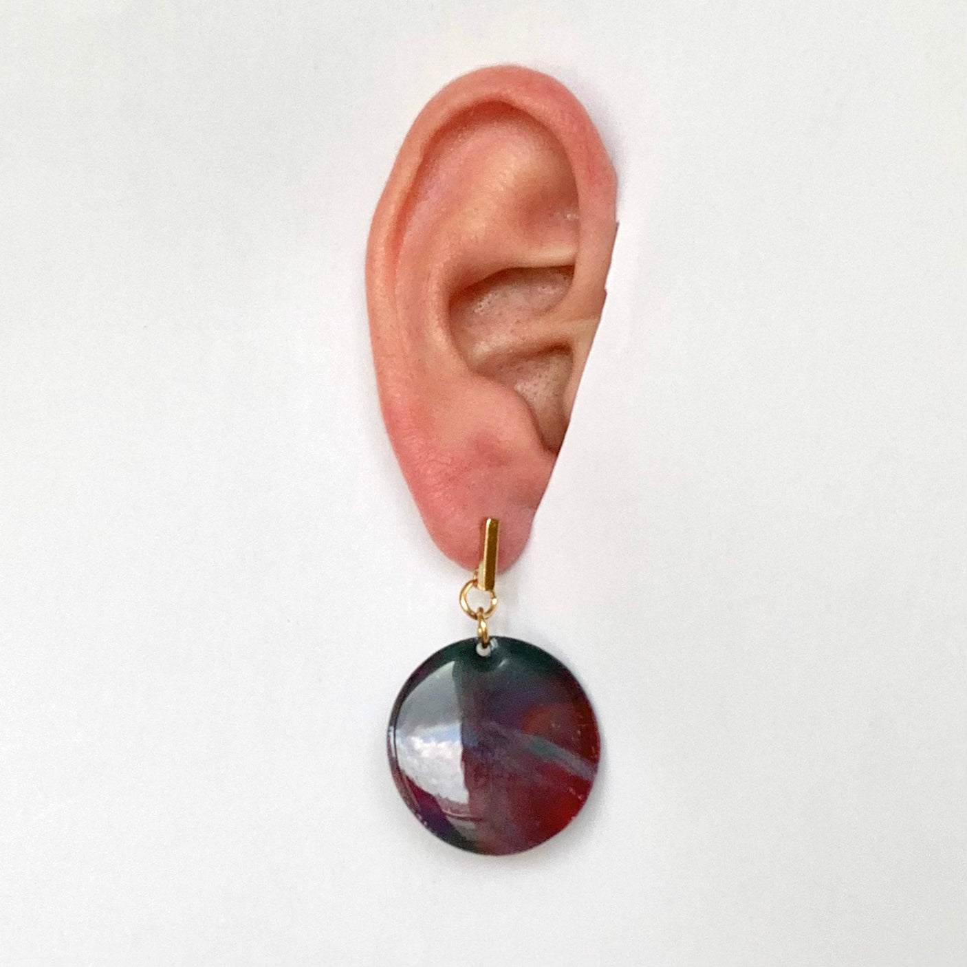Purple pink recycled plastic handmade earrings