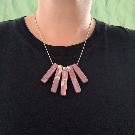 perfect gift bar red necklace handmade from recycled plastic bib artesian