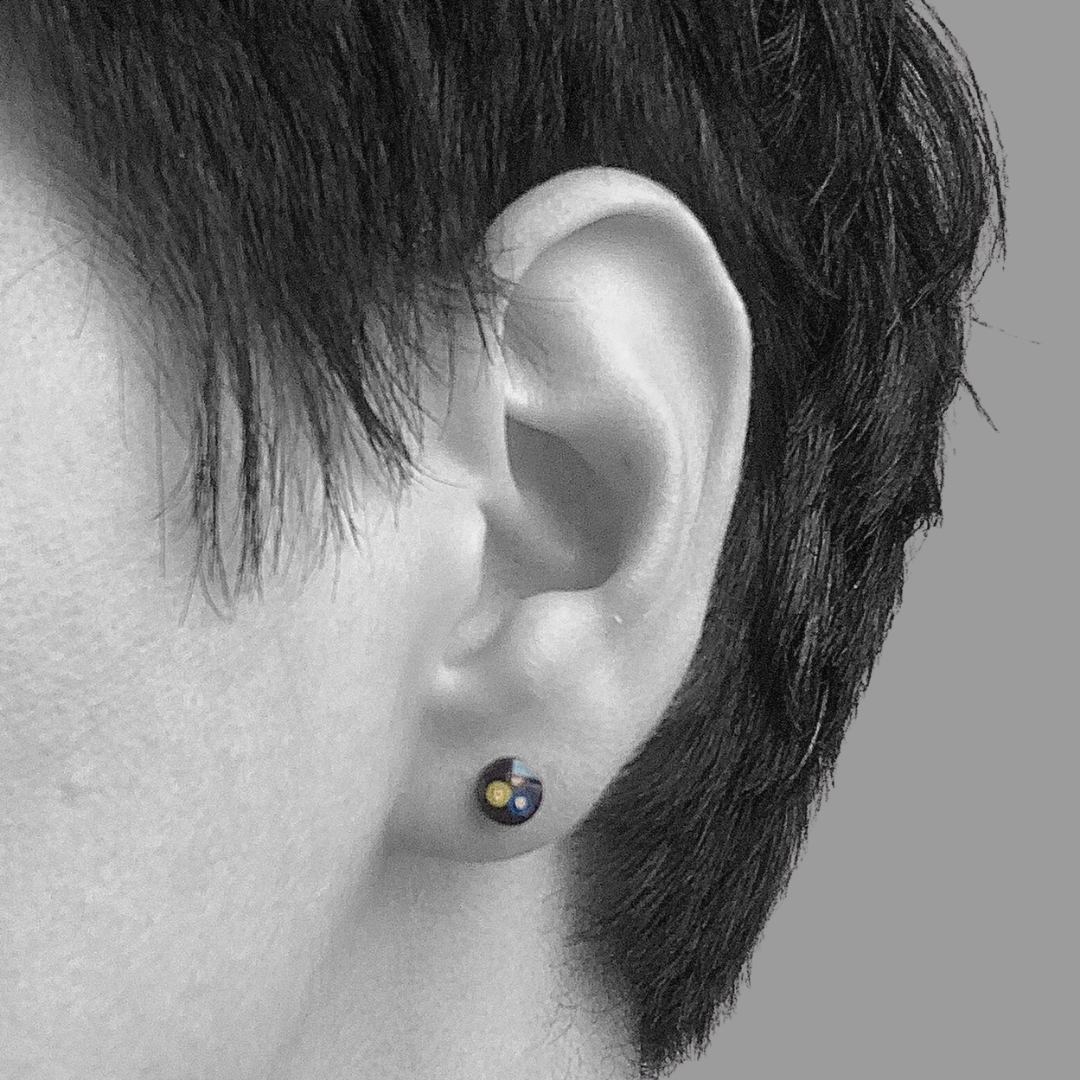 5mm Round Studs made from Electrical Cord Recycled materials jewellery earrings studs handmade in London by Jagoda Jay Sudak Keshani eco gift for her him