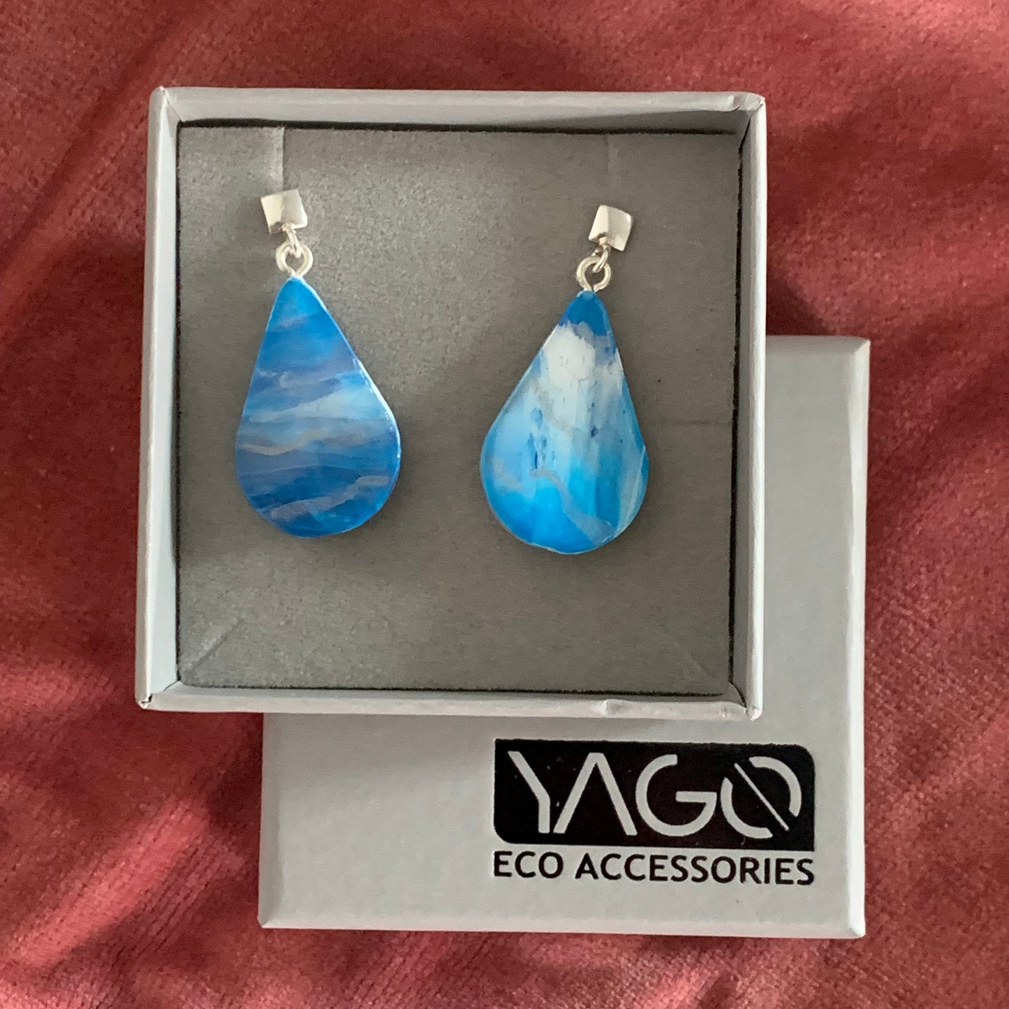 Sustainable Handmade Blue Earrings Sterling Silver Studs Gift for Her