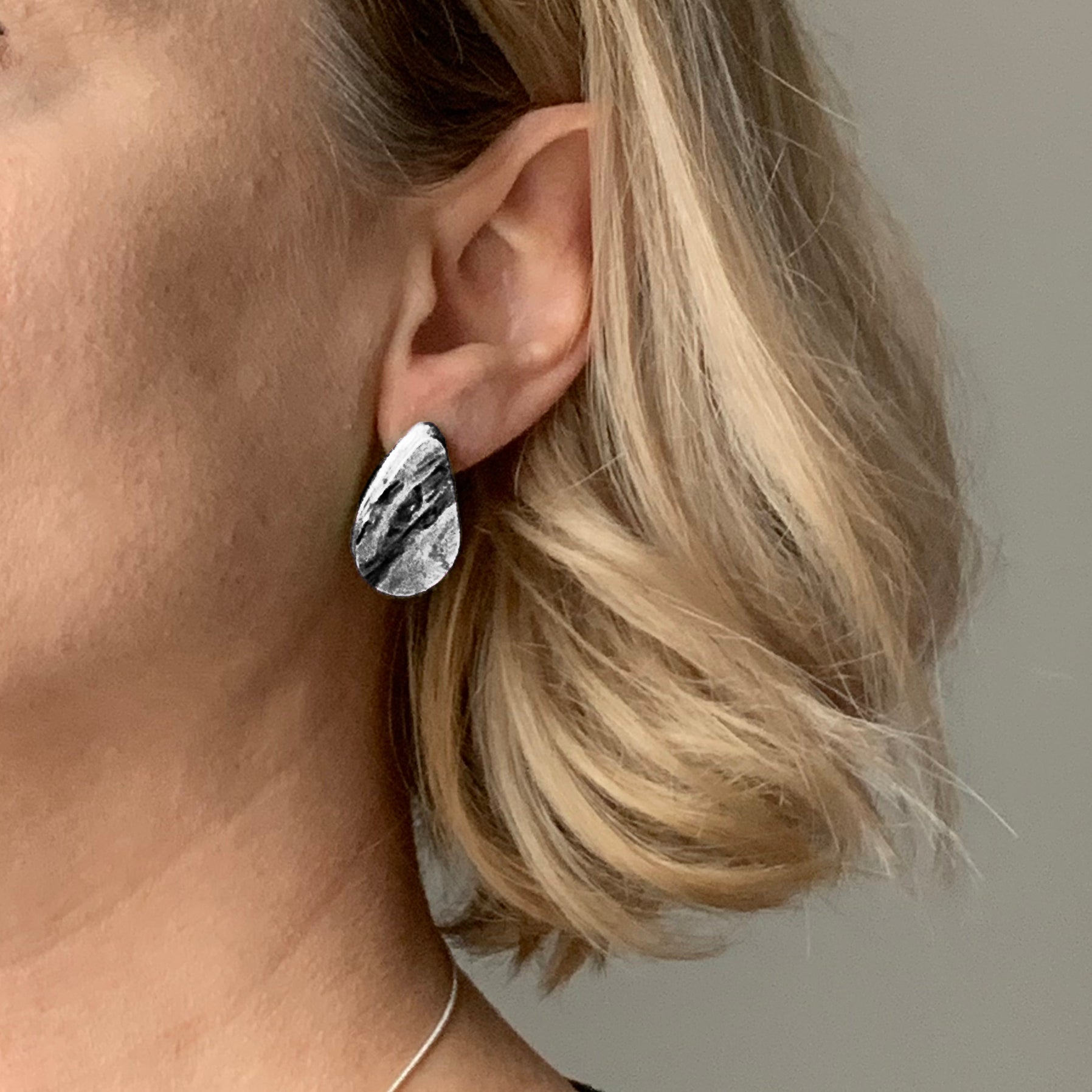 Sustainable Handmade Earrings Studs Black and white eco friendly