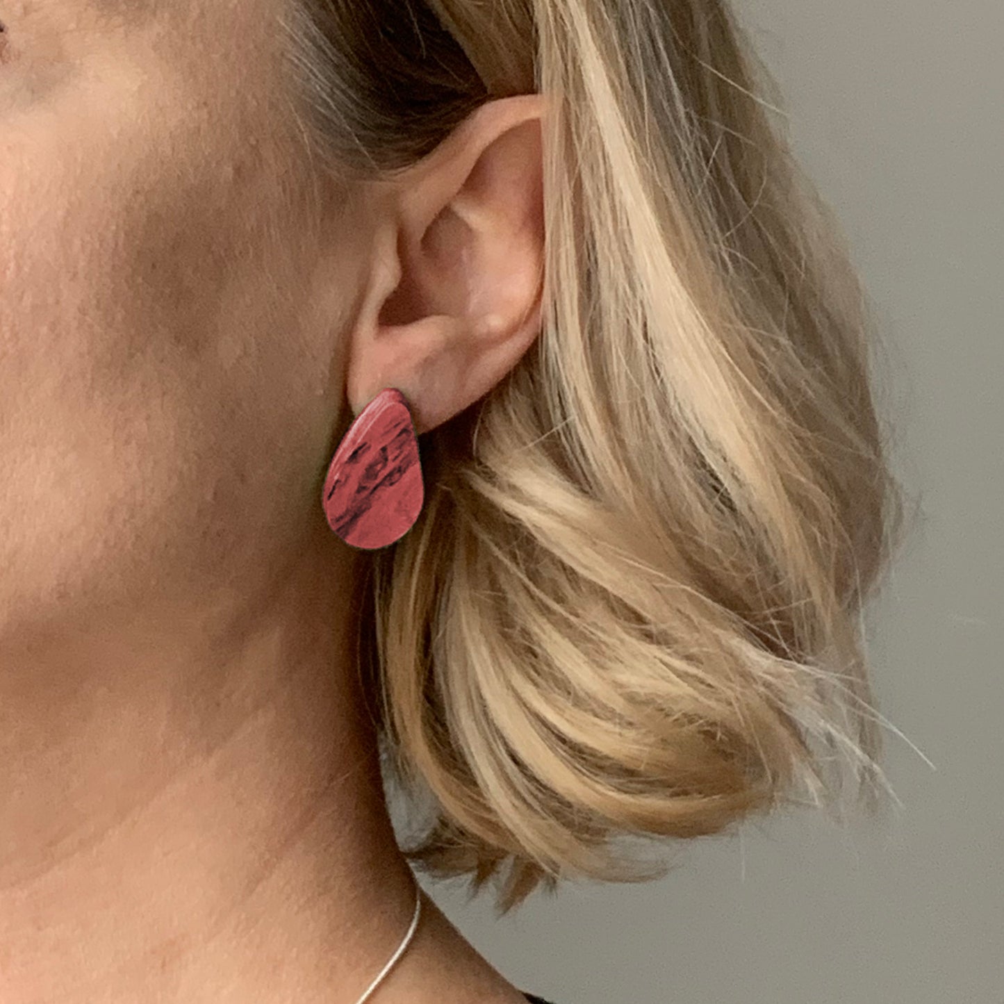 Red Teardrops Studs Sustainable jewellery handmade