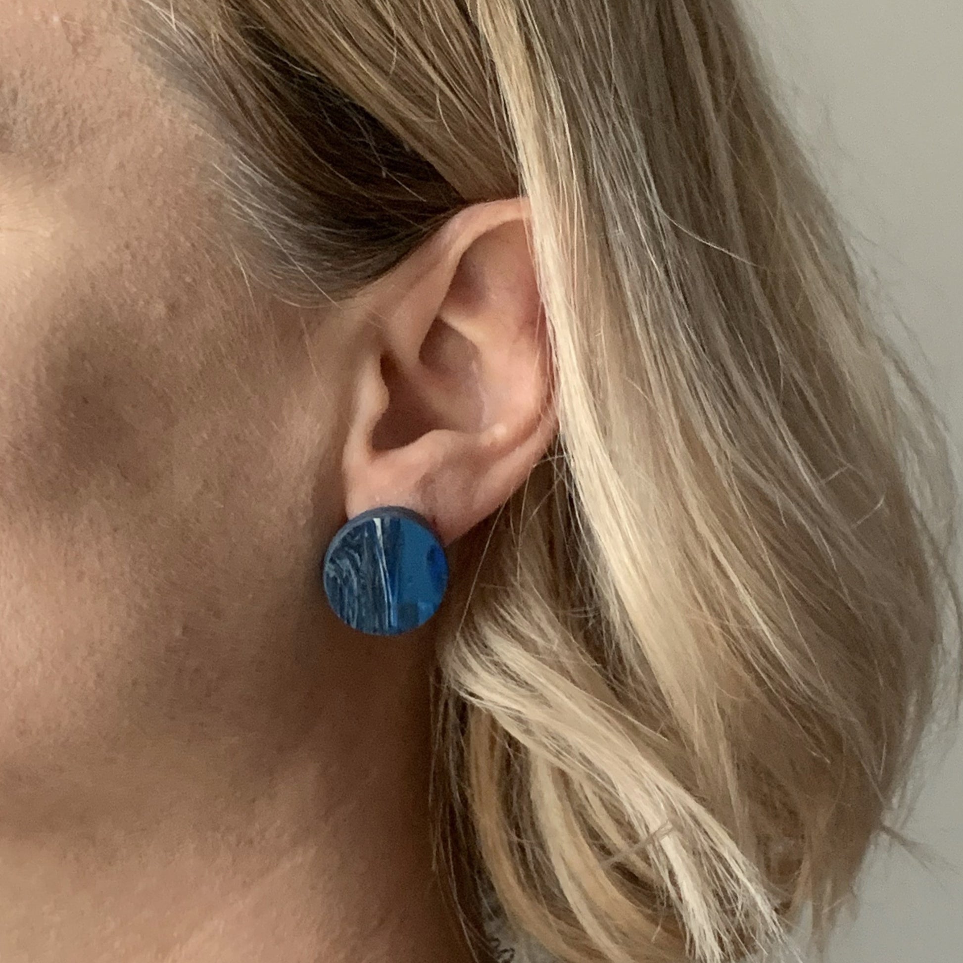 Sustainable Ecofriendly Jewellery Studs Earrings Blue nave handmade recycled