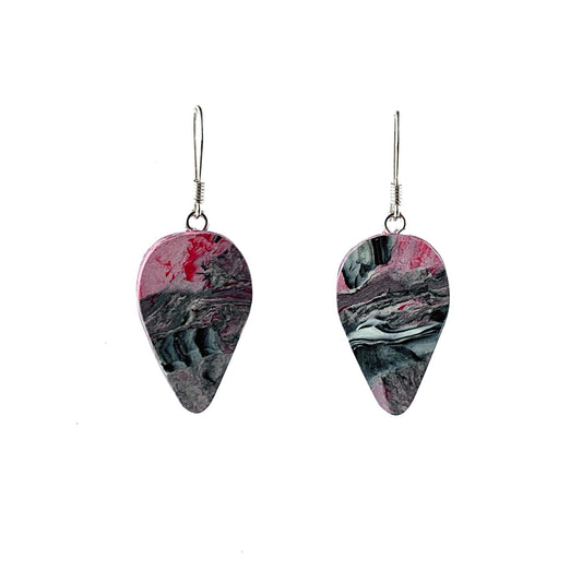 Sustainable Red Dangling earrings handmade
