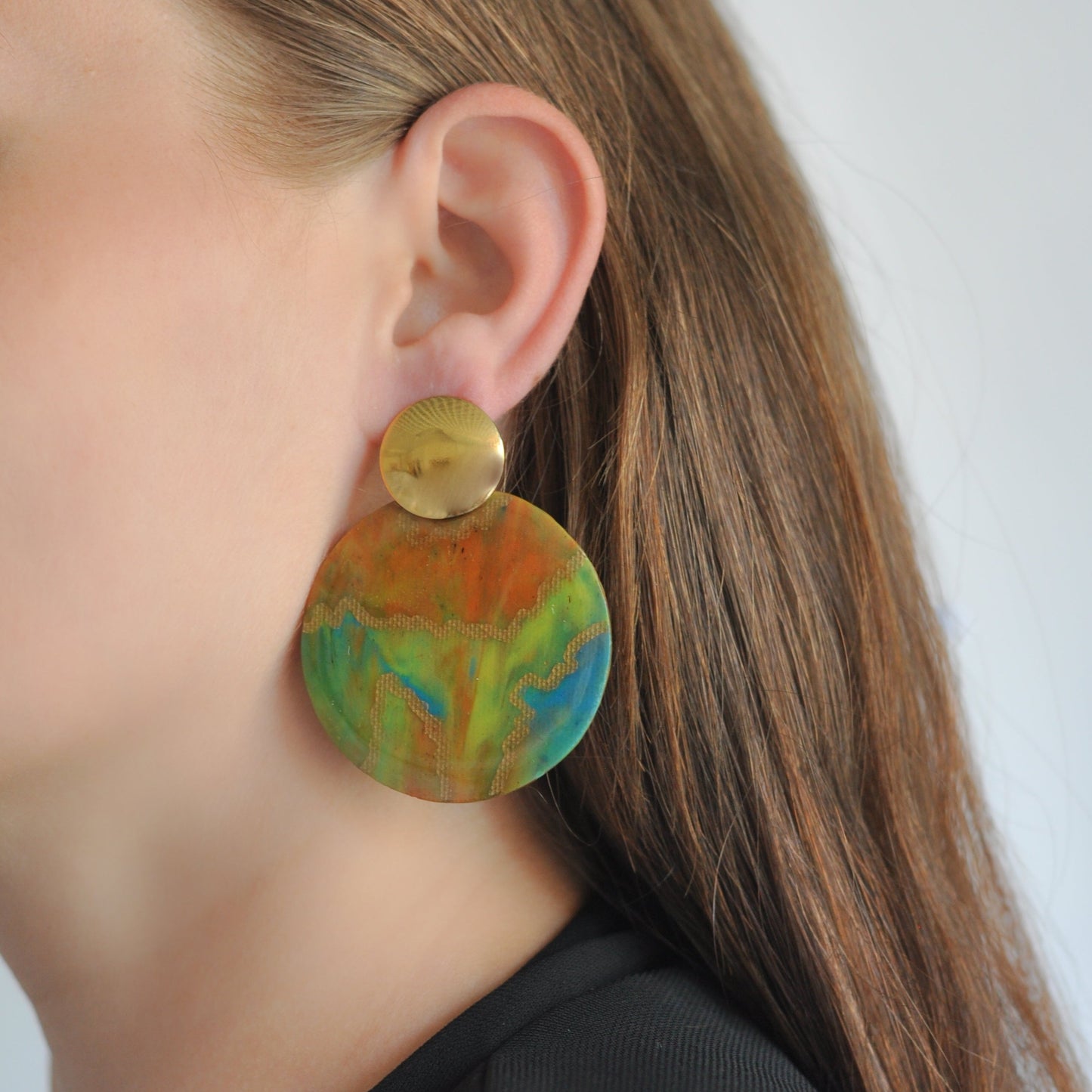 Handmade Earrings Studs recycled Plastic Bottle Tops Sustainable Accessories Ethically Made in London Colourful